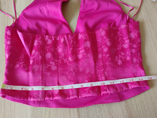 BNWT Zara pink floral jacquard halter neck top - size L - Picture 9 of 12