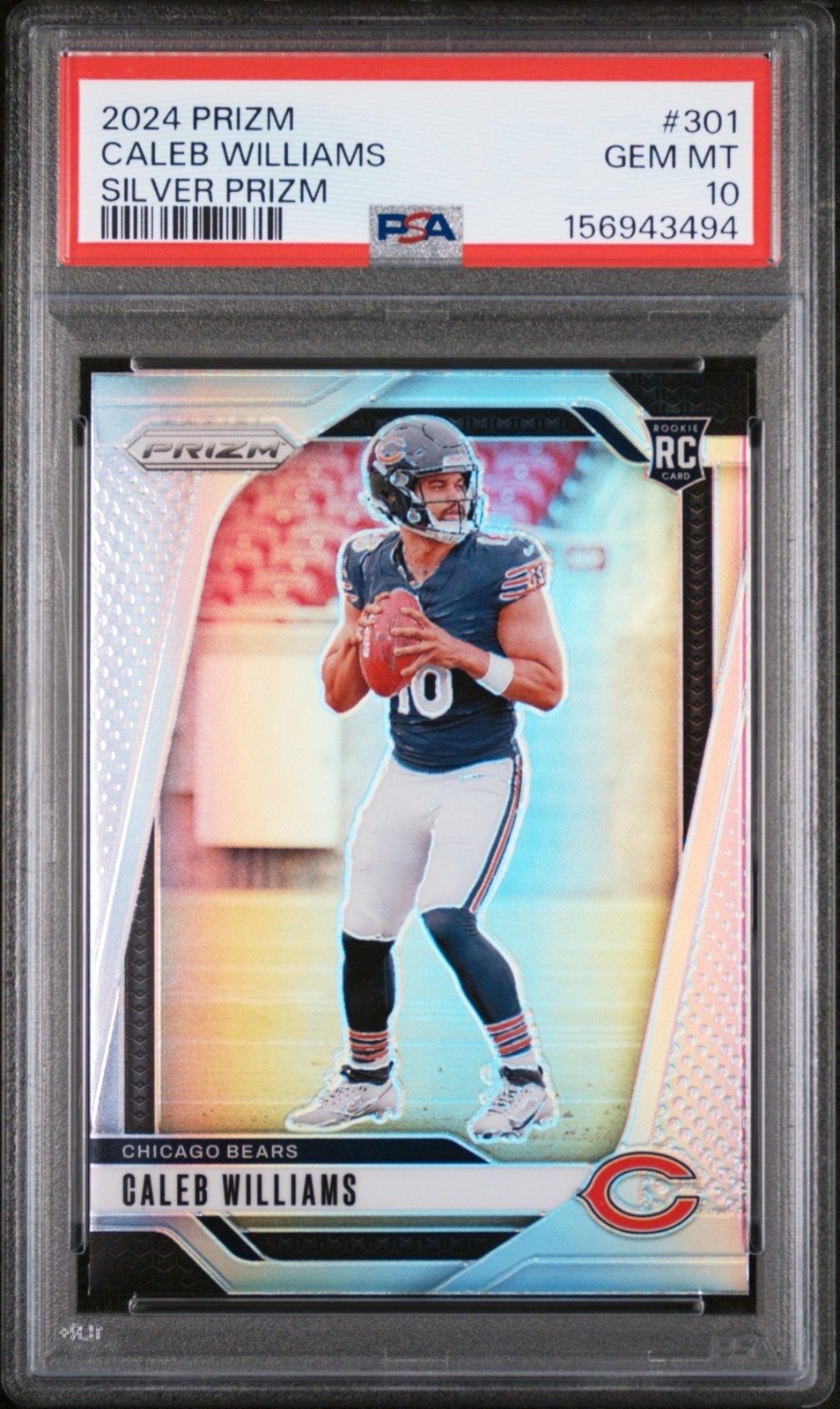 CALEB WILLIAMS 2024 PRIZM SILVER ROOKIE RC #301 PSA 10 GEM MINT BEARS #156943494