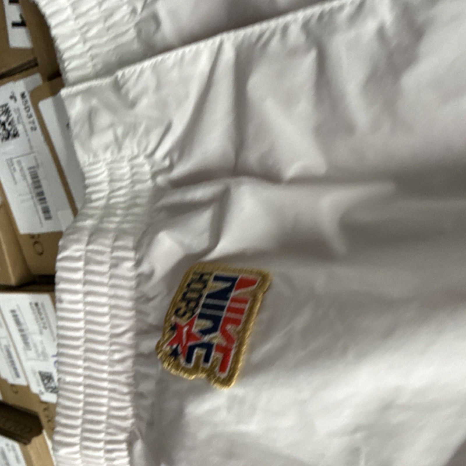 Nike White Gold Red Star Embroidered Bomber Jacket Men's Snap Closure Short S thumbnail 3