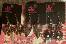 Paparazzi Silver Tone Rhinestone Dangle/Drop Earrings Hook Lot of 3
