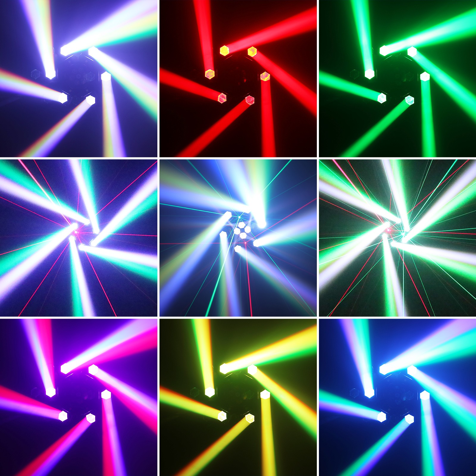6 Arms Bee Eye Laser Stage Lighting DMX LED RGBW Beam Moving Head Light DJ Disco