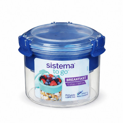 Sistema Behälter Topf blau Joghurt Frühstück Granola Obst Müsli BPA frei 530ml