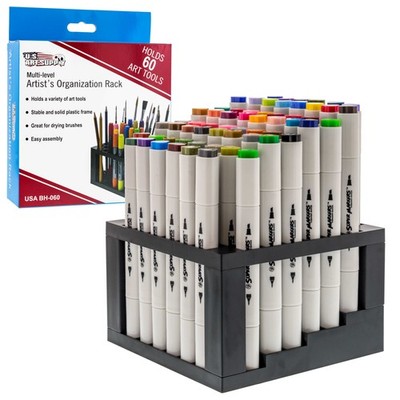 60 Hole Multi-Level Plastic Organization Rack Pencil, Brush & Supply Holder