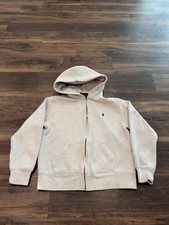 Polo Ralph Lauren Hoodie Youth Medium 10-12 Heather Gray Full Zip Fleece Logo