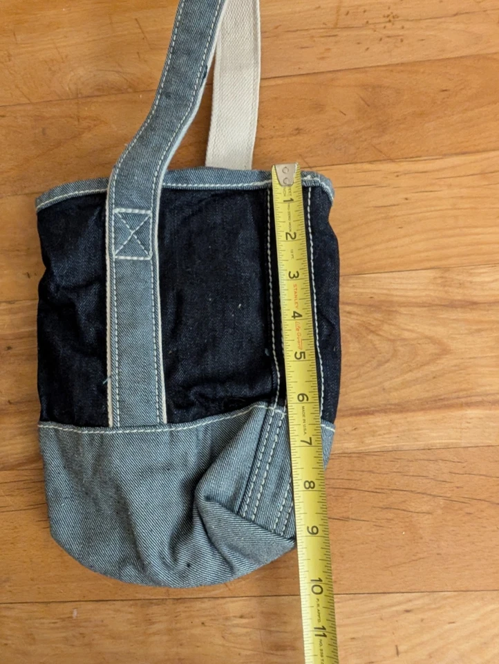 Bolso de Mano Vintage Lands End Botella de Vino Caddy Azul Denim Lona Foto 4 de 4