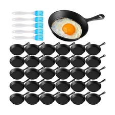 Remerry 50 Sets 4 Inches Cast Iron Skillets Mini Black Iron Nonstick Frying P...