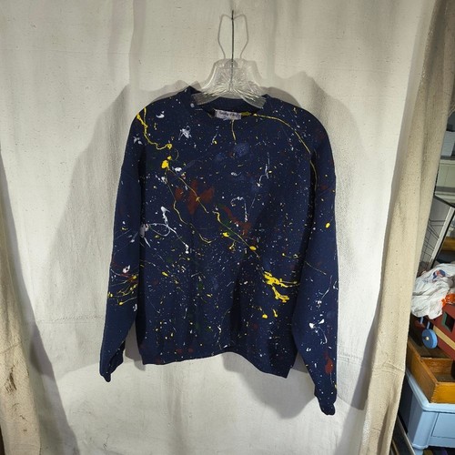 Unisex Large Navy LS Sweatshirt W/Unique Street Wear Art By Timothy Designs