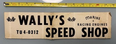 VTG Wally's Speed Shop Marine Racing Engines Decal Sticker Drag Racing 40 s-50 s