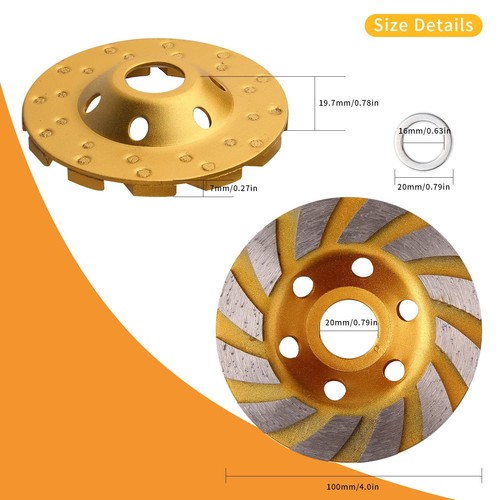 2 Pcs 4 inch Diamond Segment Grinding Wheel Disc Grinder Cup Concrete Stone Cut - Foto 2 di 6