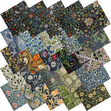 25 Pcs William Morris Flower Quilting Fabric Scraps, 10''X10'' Cotton Fabric Squ