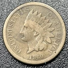1860 Rounded Bust Copper Nickel Indian Cent 1c Fine