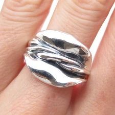 HAGIT GORALI 925 Sterling Silver Vintage Israel Modernist Oxidized Ring Size 9