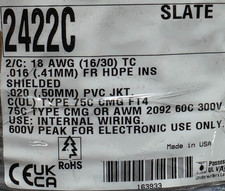 Alpha Wire 2422C 18/2C Shielded Communication/Instrumentation/Control Cable/25ft