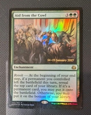 MTG *FOIL PRE RELEASE* Aether Revolt Rare AID FROM THE COWL NM