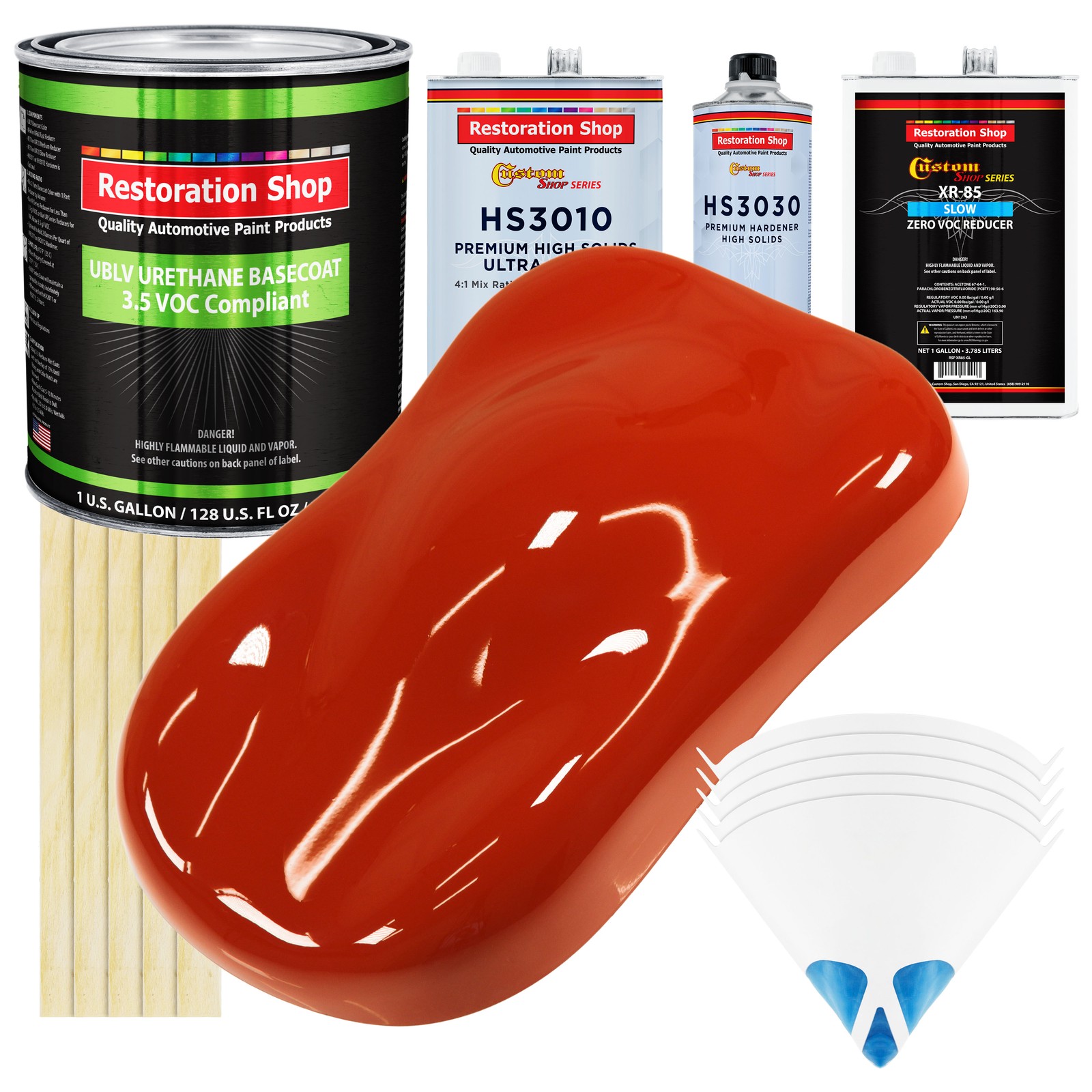 Hot Rod Red Low VOC Urethane Basecoat Clearcoat Car Paint 1 Gallon Kit