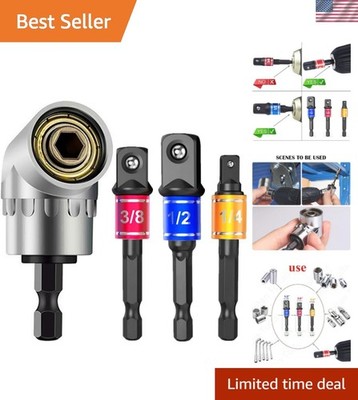 4-Piece Right Angle Drill Adapter Set - Color-Coded for Convenience
