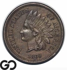 1860 Indian Head Cent Penny, Pointed Bust, Choice Unc++, Key Date Variety