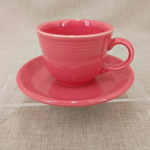 Fiesta Retired Flamingo Teacup & Saucer Set Fiestaware Pink New