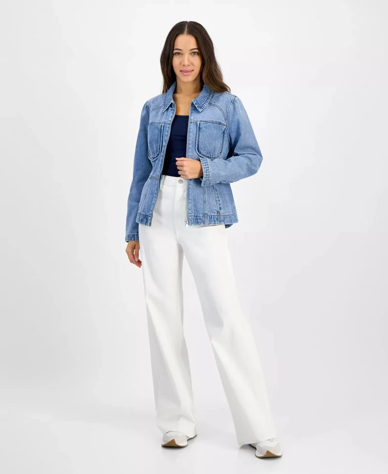 Chaqueta de algodón con dobladillo peplum Democracy para mujer Foto 2 de 4