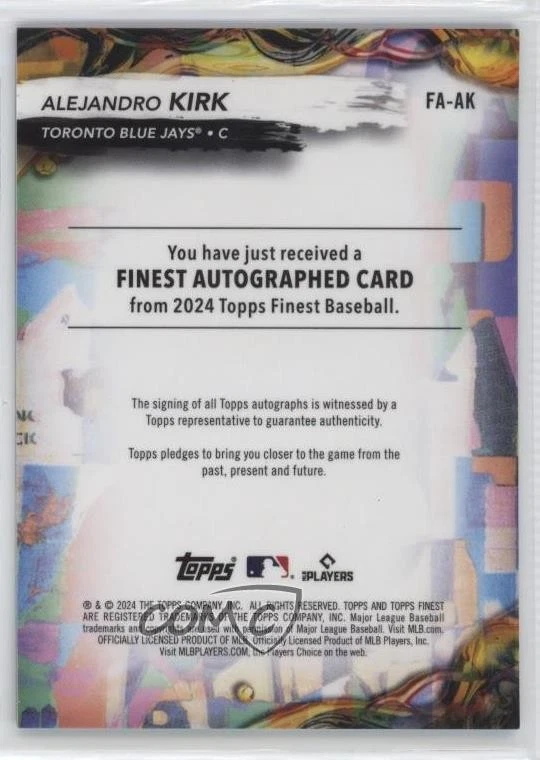 2024 Topps Finest Finest Auto Blue Refractor /99 Alejandro Kirk #FA-AK Auto - Image 2 of 2