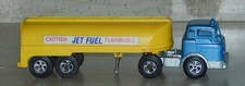 Vintage HUBLEY Blue Toy Cab Over Diecast Truck Jet Fuel Plastic Tanker Trailer