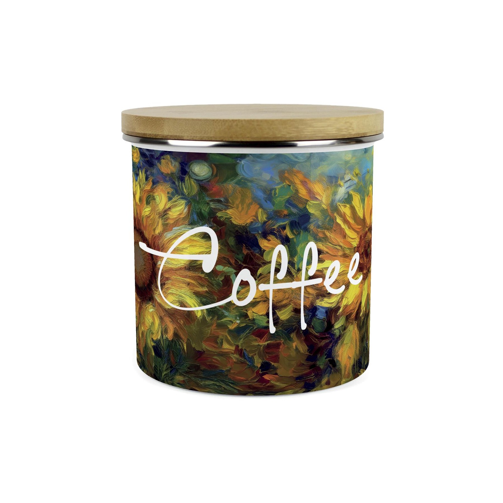 Sunflower Impressionism Coffee Storage Canister - Floral Kitchen Container Gifts