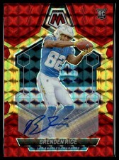 2024 Panini Mosaic #399 Brenden Rice Rookie Auto Choice Fusion Red  Yellow