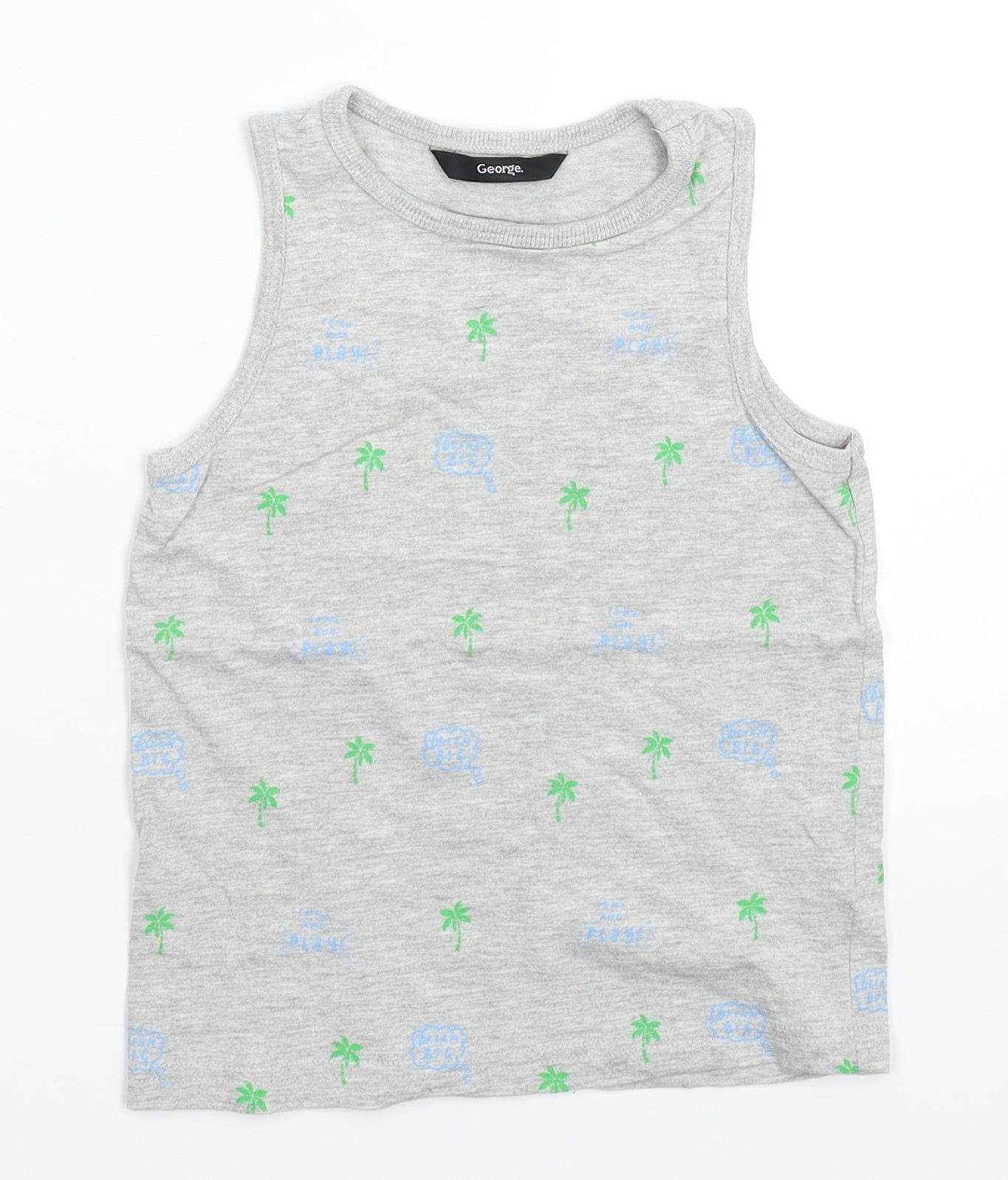 Boys UK Size 3-4 Years George Grey Basic Tank