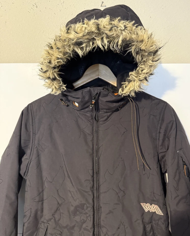 VOLCOM WOMENS SZ M SKI JACKET INSULATED THERMONITE 5000MM AMAZEING BLACK /ORANGE - Image 3 of 4