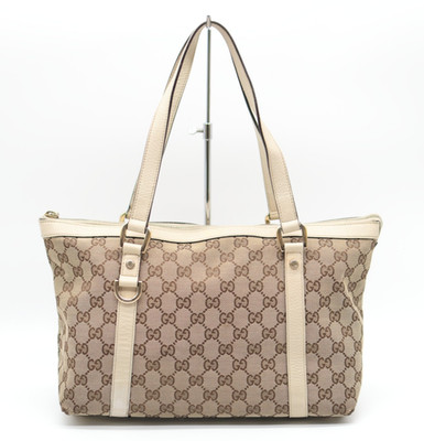 GUCCI Tote Bag Canvas GG Supreme Beige Authentic