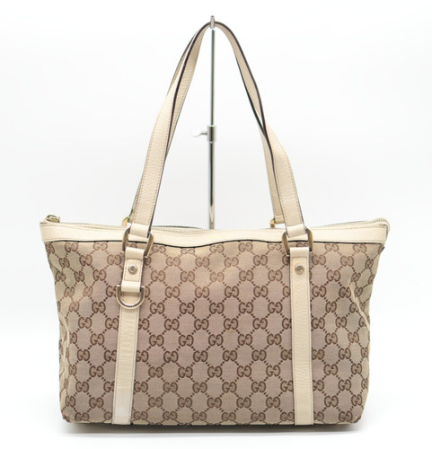 GUCCI Tote Bag Canvas GG Supreme Beige Authentic