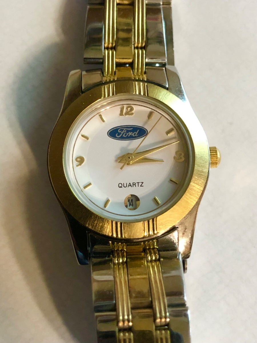Womens Ladies Quartz Watch FORD Logo 2-Tone Japan Movement