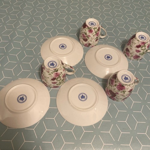 Vintage Country Corner Bone China Espresso cup & saucer Pink Floral Design - Picture 5 of 14