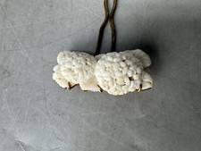 Y8975 KANZASHI White coral hair pin stick engraving Japan antique kimono fashion