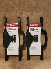 Lot of 2: HYPER TOUGH 3 Outlet Extension Cord 50' Wire Wrap Storage Holder.