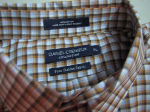 DANIEL CREMIEUX Button Front Shirt Size XL Italian Fabric Blue Brown Plaid - Picture 2 of 7