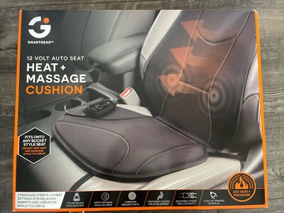 SmartGear 12Volt Auto Seat Heat+Massage Cushion, Fits Onto Any Bucket Style Seat
