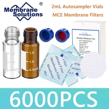 6000pcs 2mL Autosampler Vials 9-425 Caps MCE Membrane Filter 47mm 0.45um Gridded