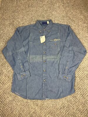 Vintage Hank Williams Jr. Button Up Shirt Mens Medium Blue Long Sleeve Adult NWT