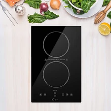 Electric Stove Induction Cooktop Vertical with 2 Burners Vitro Ceramic Smooth Su