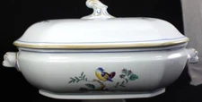 Spode Queens Bird Blue and Gray Body Oval Covered Vegetable Bowl Y4973