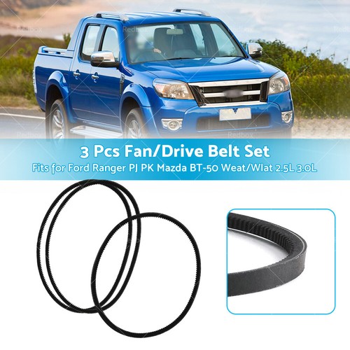 3x Drive Belt 13A1100 13A0975 Suitable for Ford Ranger PJ PK Mazda BT-50 2.5 3.0 - Picture 6 of 6