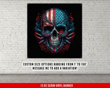 American Flag Skull Banner - Gym Wall Art - Fitness Training Inspirational