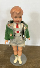 German Celluloid Boy Doll 8 1/2" Original Outfit Lederhosen Stand Included