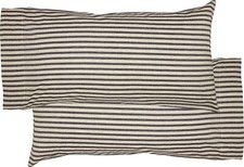 Gray Ticking Stripe Pillowcase Set of 2 Standard King Size Ashmont 100 Cotton