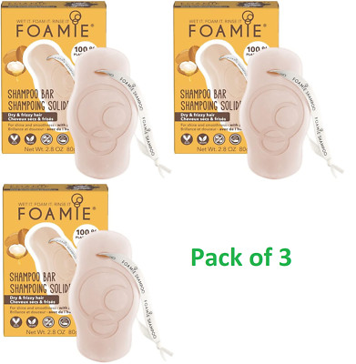 FOAMIE Shampoo Bar, Arganöl für trockenes & krauses Haar - 3er Pack