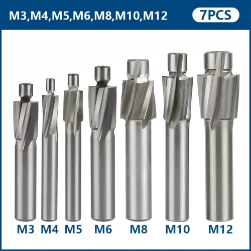 7 tlg Flachsenker Satz HSS Senker M3-M12 Kopfsenker Zapfensenker Kegelsenker - Bild 9 von 10