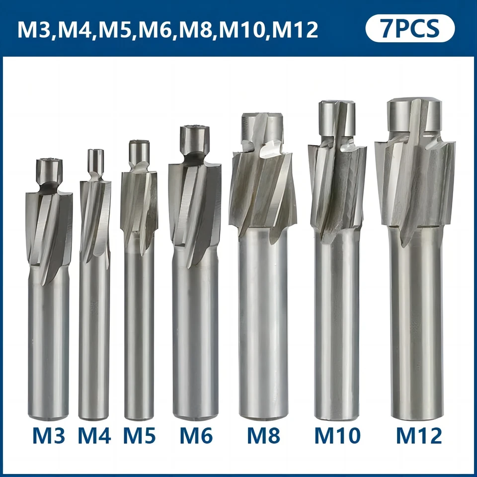 Flachsenker Satz HSS Senker Zapfensenker Kegelsenker M3-M12 Kopfsenker 7 tlg - Bild 2 von 4