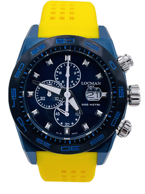 Locman Stealth 300m 46mm Watch 217BLY/660 Stopwatch Hot Discount New