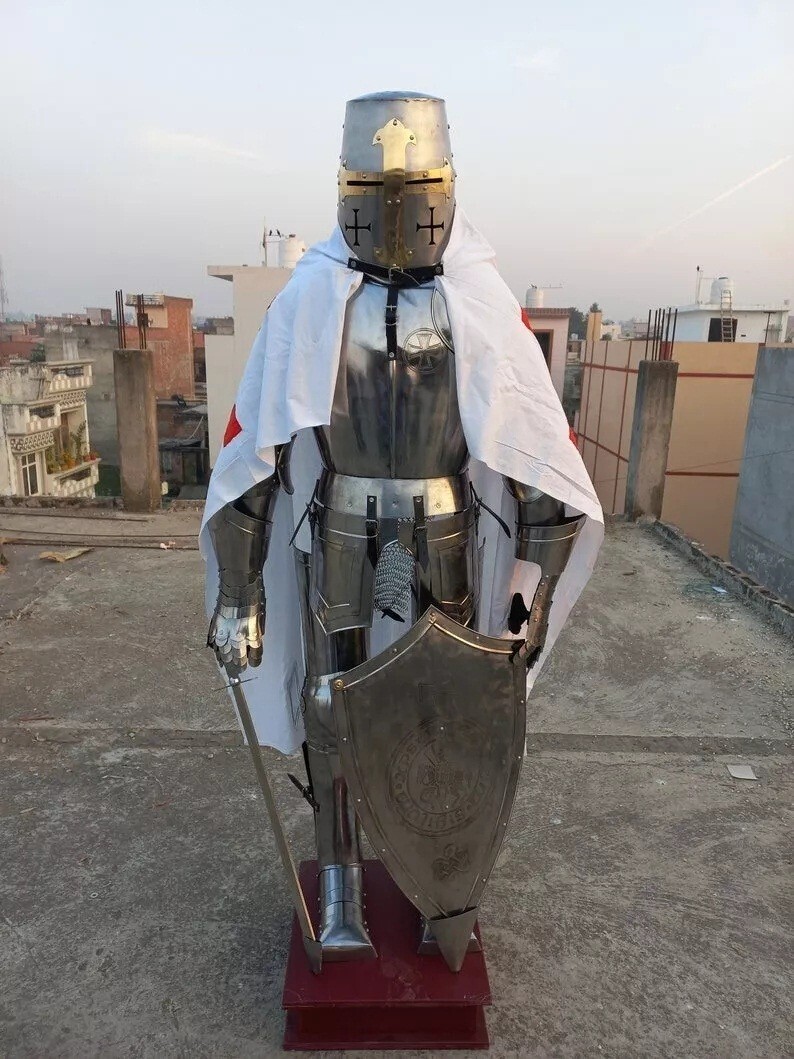 Medieval Knight Crusader Full Body Wearable Armour Templar Combat Suit-image